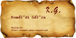 Komádi Géza névjegykártya