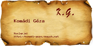 Komádi Géza névjegykártya